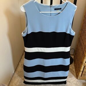 Tommy Hilfiger Blue, Black, and White Striped Midi Dress